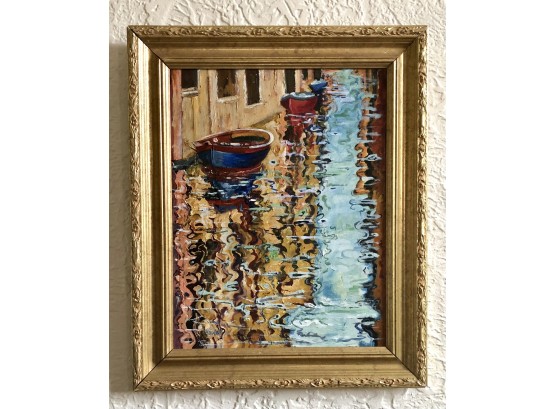 Oil On Board Of A Venice Canal Reflections By PAUL HOWELL