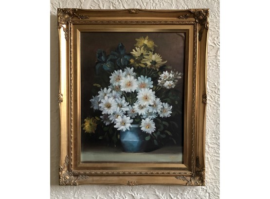Oil On Canvas Of Floral Still Life By HUGO