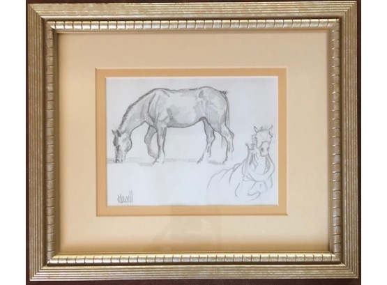 Pencil Drawing 'study Of Working Horses On A Farm' By PAUL HOWELL