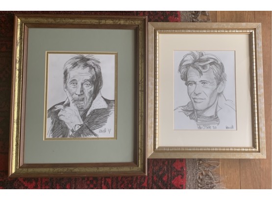 Two Pencil Drawings Of Peter O'Toole By PAUL HOWELL