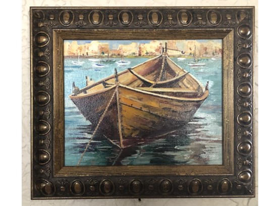 Oil On Canvas Of A Row Boat Off The Coast Of North Africa By PAUL HOWELL