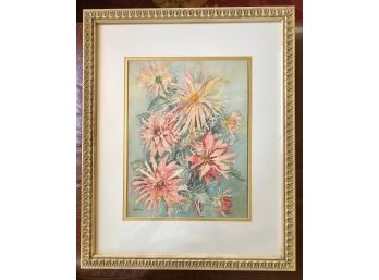Watercolor Of Pink Flowers By M. A. EMERY