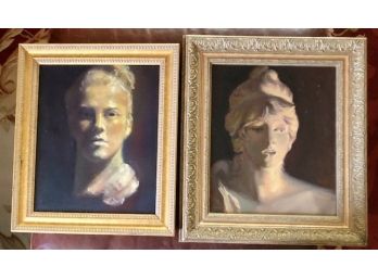 A Pair Of Oil On Canvas Cast Portraits By D. AULD