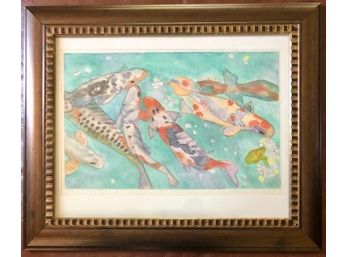 Watercolor On Paper Of Koi By GOLD In 1996