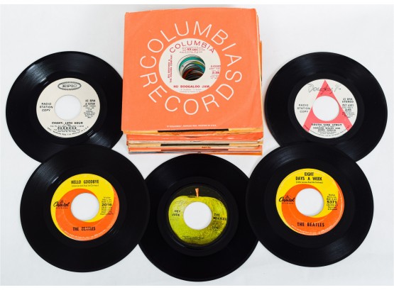 A Stack Of 36 Assorted Vintage Rock'n'roll  45s Vinyl Records