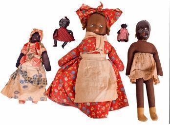 Group Of Vintage African American Dolls Including A Topsy-turvy One.
