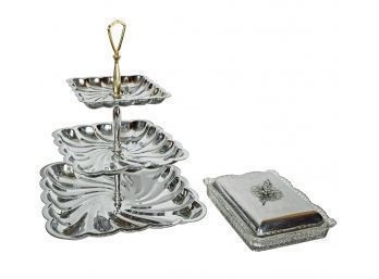 3-tiered Serving Dish, Pressed Glass Dish
