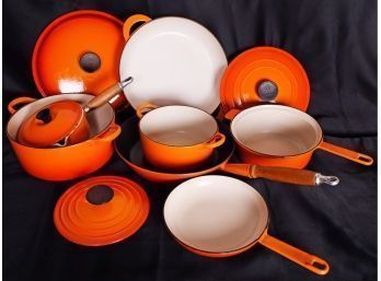 A Lot Of Le Creuset Enameled Cast Iron Cookware