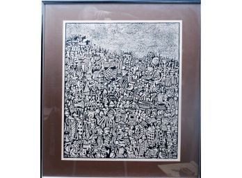 Large Lithograph By Listed Chilean Artist Sergio Gonzales Tornero
