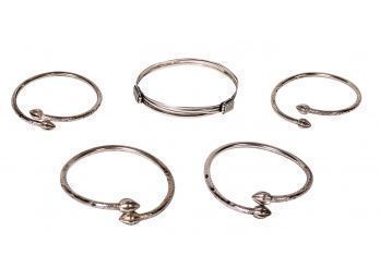 5 Sterling Silver Bangles/bracelet From Trinidad & Kenya