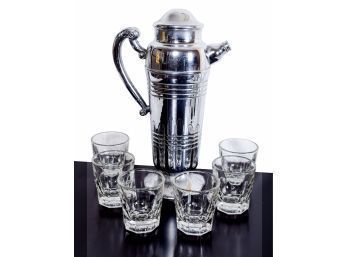 Vintage Cocktail Shaker And Whisky Glasses
