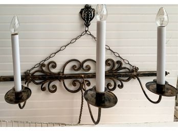 Large Hand Wrought Steel Three Light Wall Sconce