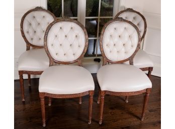 A Set Of Four Louis XVI Medallion Back Chairs