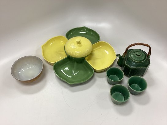 Green & Yellow Kitchenware Pottery Lot