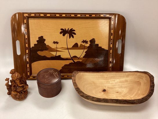 Decorative Wooden Items - Wood Bowl, Tray, Coasters, Figurine