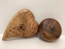 Pair Wooden Bowls With Epoxy Decor