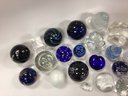 28 Piece Lot Blue & Clear Paperweights