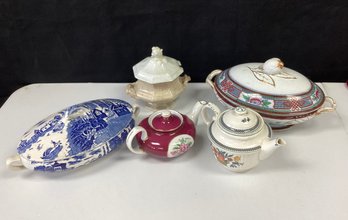Group Decorative Porcelain Pots And Tureens
