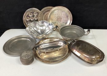 Group Silver Plate And Metal  Service Ware