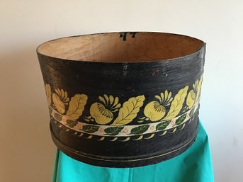 Early Fancy Painted Stencilled Wooden Hat Box