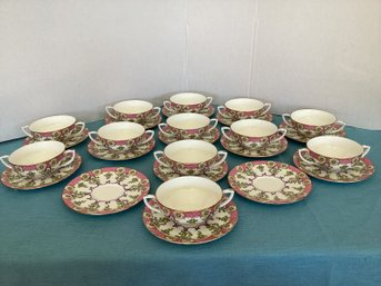 Royal Worcester Porcelain Cradley Bullion Soup Bowls