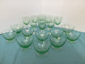 Baccarat Green Bowls And Wine Glasses