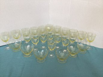 Baccarat Yellow Bowls And Wine Glasses