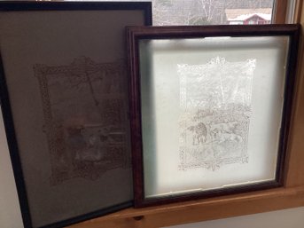 Two Antique Framed Art Glass Panels By Max Suess