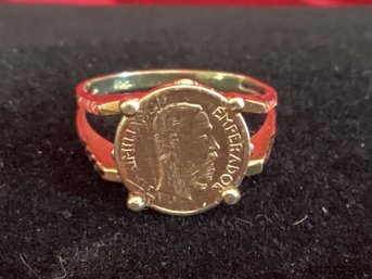 14K Gold Ring 1817 Gold Coin 3.3 Grams Size 4.5