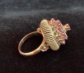 18k Gold Red Ruby Size 5.25 Cocktail Dome Ring