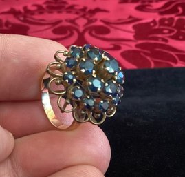 18k Gold Sapphire Size 7 Cocktail Ring