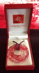 La Rochere 1475 France Red Glass Pendant Cord Necklace