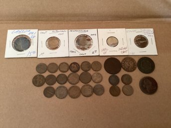 Lot Antique American Canada And Foreign One Cent Coins