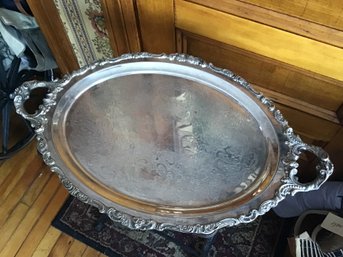 Wallace Baroque Silverplate Oval Footed Tray