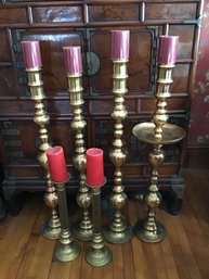 Lot Of Large Brass Candlesticks