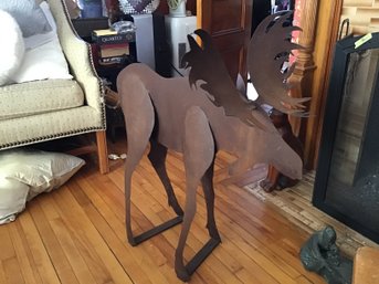 Cut Metal Garden Sculpture Of A Moose