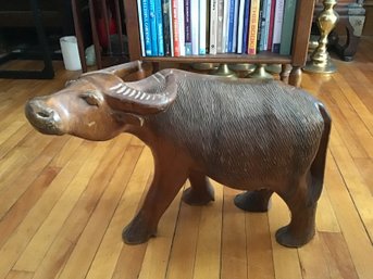 Carved Wooden Sculpture Of A Water Buffalo
