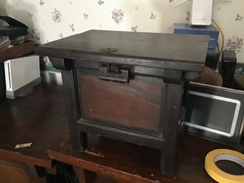 Miniature Chinese Iron Mounted Lift Top Chest