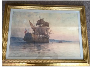 Large HENDRICKS HALLETT 1847-1921 American Watercolor Painting Dutch Galleon