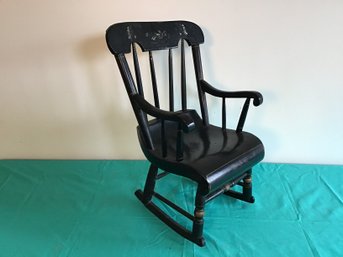 Ebonized Child's Stenciled Rocking Chair