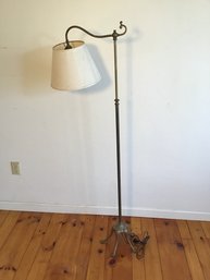 Antique Lilypad Footed Brass Floor Lamp