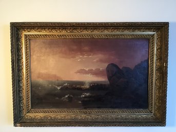 Large Oil On Canvas Coastal Scene