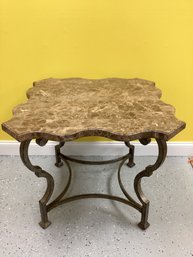 Iron End Table With Marble Top