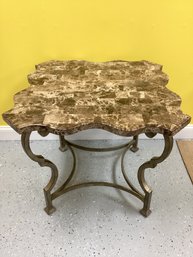 Iron End Table With Marble Top