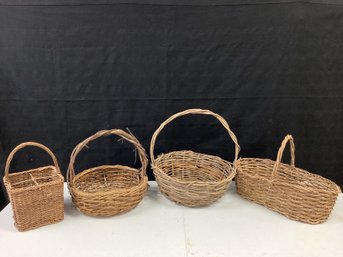 Set Of 4 Vintage Woven Baskets