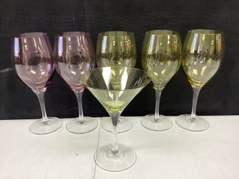 Set Of 5 Wine Glass With 1 Martini Glass