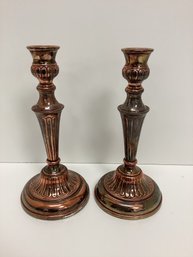Pair Sheffield Silver Plate Candle Sticks