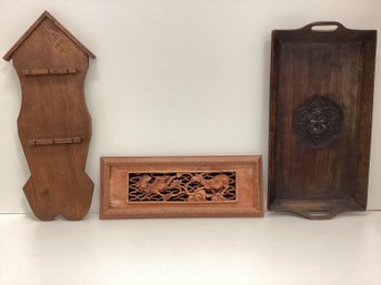 Set Of 3 Wooden Decor