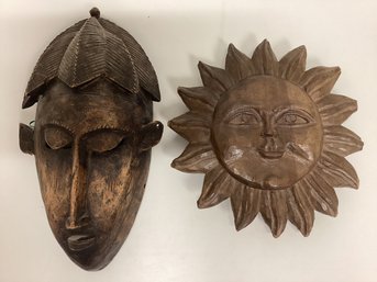 Pair Carved Wood Wall Decor