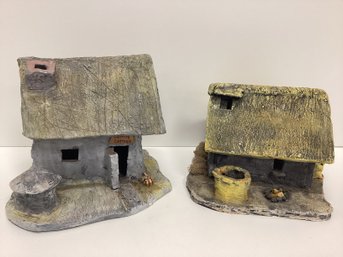Pair Handmade Clay Houses